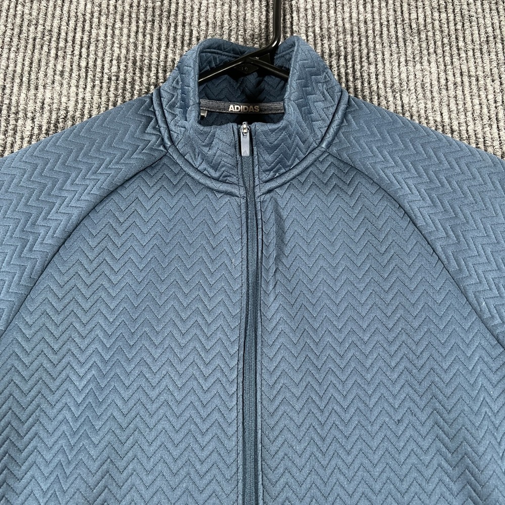 Adidas‎ Womens Sweatshirt Medium Blue Long Sleeve Full Zip Quilted Mock Neck